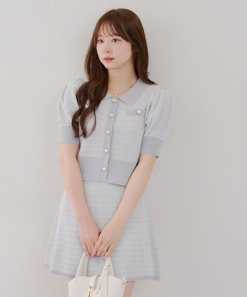 Another Branch olive des olive（アナザーブランチオリーブデオリーブ）の「ツイードポロSETUP（ワンピース・レディース・ボルドー/グレー/ブラック/ブラウン・FREE）」の8枚目の写真