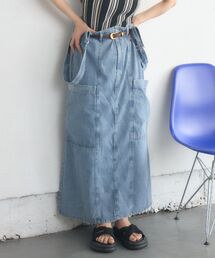 RETRO GIRL | サス付きフレアSK(デニムスカート)