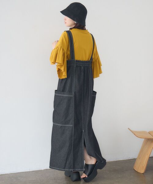 RETRO GIRL（レトロガール）の「サス付きフレアSK（デニムスカート・レディース・ブラック/ブルー・FREE）」の6枚目の写真