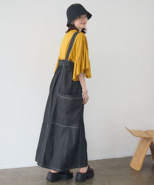 RETRO GIRL（レトロガール）の「サス付きフレアSK（デニムスカート・レディース・ブラック/ブルー・FREE）」の7枚目の写真