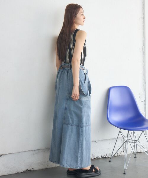 RETRO GIRL（レトロガール）の「サス付きフレアSK（デニムスカート・レディース・ブラック/ブルー・FREE）」の9枚目の写真