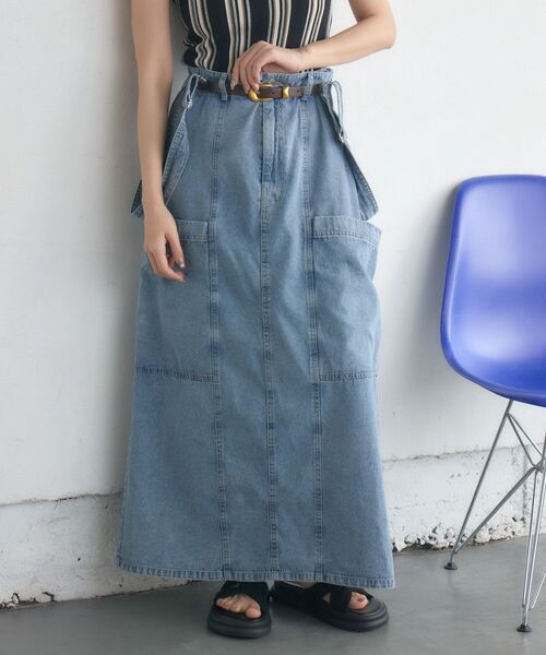 RETRO GIRL（レトロガール）の「サス付きフレアSK（デニムスカート・レディース・ブラック/ブルー・FREE）」の12枚目の写真