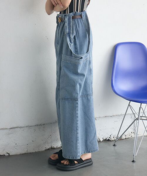 RETRO GIRL（レトロガール）の「サス付きフレアSK（デニムスカート・レディース・ブラック/ブルー・FREE）」の14枚目の写真