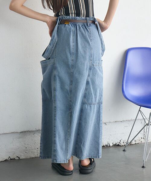 RETRO GIRL（レトロガール）の「サス付きフレアSK（デニムスカート・レディース・ブラック/ブルー・FREE）」の15枚目の写真