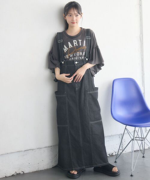 RETRO GIRL（レトロガール）の「サス付きフレアSK（デニムスカート・レディース・ブラック/ブルー・FREE）」の21枚目の写真