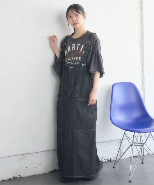 RETRO GIRL（レトロガール）の「サス付きフレアSK（デニムスカート・レディース・ブラック/ブルー・FREE）」の22枚目の写真