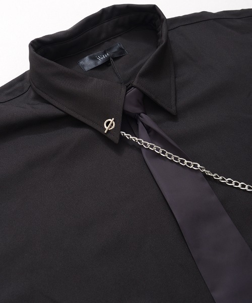 ililil(イルイルイル)の「『ililil/イルイルイル』【チェーン付きネクタイシャツ】袖セパレート長袖シャツ(シャツ/ブラウス・メンズ・ホワイト/ブラック・FREE)」の12枚目の写真