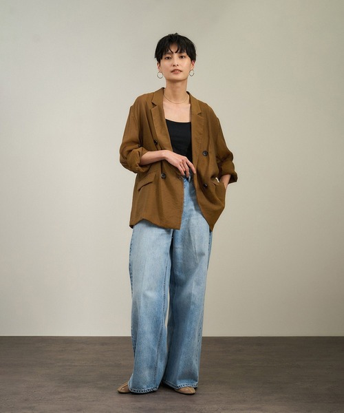 SALON adam et rope'（サロン アダム エ ロペ）の「シアーリライムテーラードジャケット（テーラードジャケット・レディース・キャメル/ブラック/オフホワイト・S/M）」の8枚目の写真