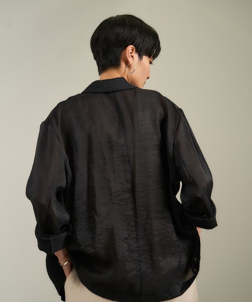 SALON adam et rope'　メランジツイルテーラードジャケット　黒 ADAM ET ROPE' ジャケット テーラードジャケット 「CORDURA
