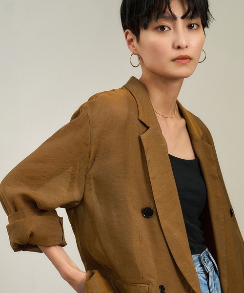 SALON adam et rope'（サロン アダム エ ロペ）の「シアーリライムテーラードジャケット（テーラードジャケット・レディース・キャメル/ブラック/オフホワイト・S/M）」の19枚目の写真