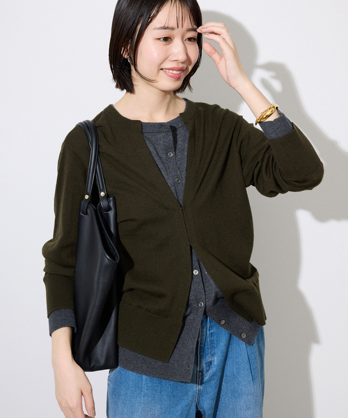 SLOBE IENA(スローブイエナ)の「フェイクレイヤードカーディガン(カーディガン/ボレロ・レディース・チャコールグレー/カーキ/ボルドー・FREE)」の2枚目の写真