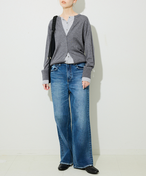 SLOBE IENA(スローブイエナ)の「フェイクレイヤードカーディガン(カーディガン/ボレロ・レディース・チャコールグレー/カーキ/ボルドー・FREE)」の4枚目の写真