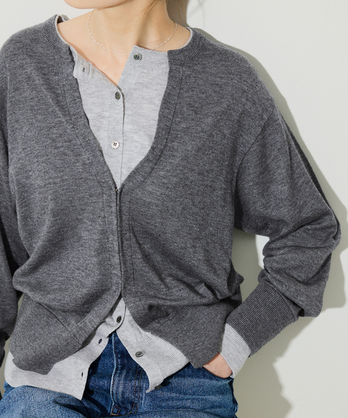 セール】フェイクレイヤードカーディガン（カーディガン/ボレロ