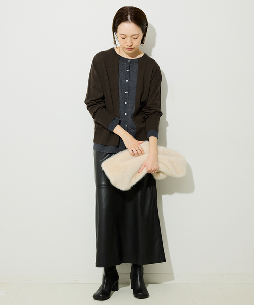 SLOBE IENA(スローブイエナ)の「フェイクレイヤードカーディガン(カーディガン/ボレロ・レディース・チャコールグレー/カーキ/ボルドー・FREE)」の21枚目の写真
