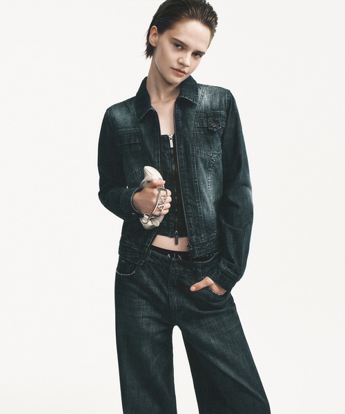 新品タグ付✨❤️アルマーニエクスチェンジ❤️ダメージスキニーブラックデニム 26 黒 セール】【A|X アルマーニ エクスチェンジ】ダークブルーウォッシュ