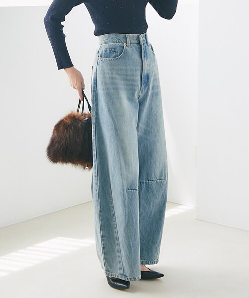 La boutique BonBon(ラブティックボンボン)の「ワイドデニム(デニムパンツ・レディース・ブルー・1/2/3)」の6枚目の写真