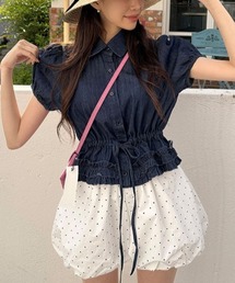 スリーブ パフ」に該当するブルー・ネイビー/青色系の