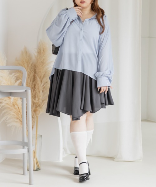 CLETTE(クレット)の「フレアミニスカート(スカート・レディース・オフホワイト/グレイッシュベージュ/チャコールグレー・LL/3L/4L)」の20枚目の写真