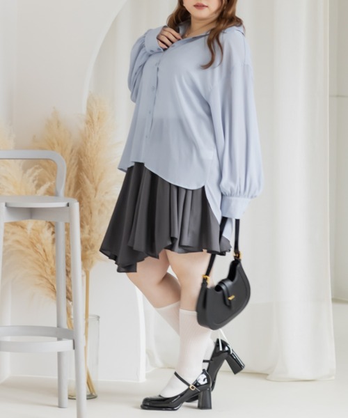 CLETTE(クレット)の「フレアミニスカート(スカート・レディース・オフホワイト/グレイッシュベージュ/チャコールグレー・LL/3L/4L)」の17枚目の写真