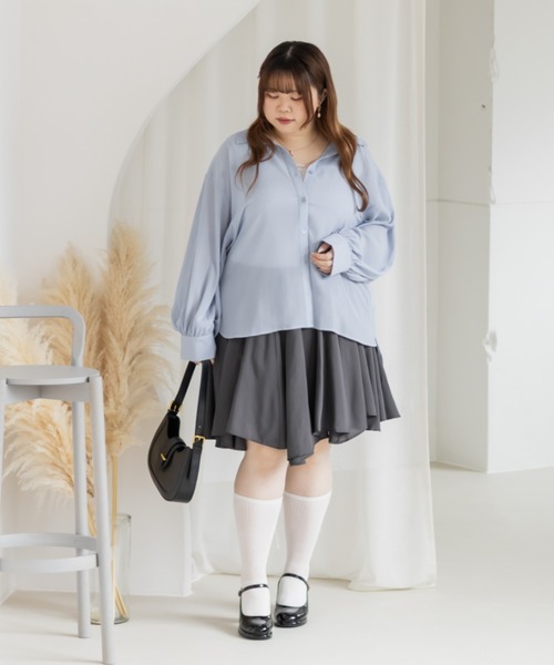 CLETTE(クレット)の「フレアミニスカート(スカート・レディース・オフホワイト/グレイッシュベージュ/チャコールグレー・LL/3L/4L)」の18枚目の写真