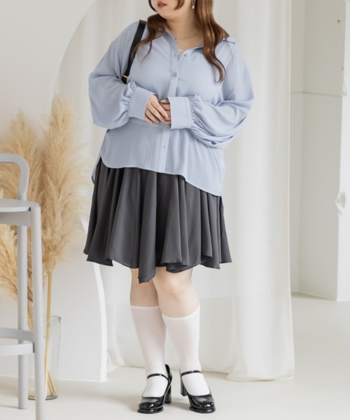 CLETTE(クレット)の「フレアミニスカート(スカート・レディース・オフホワイト/グレイッシュベージュ/チャコールグレー・LL/3L/4L)」の19枚目の写真