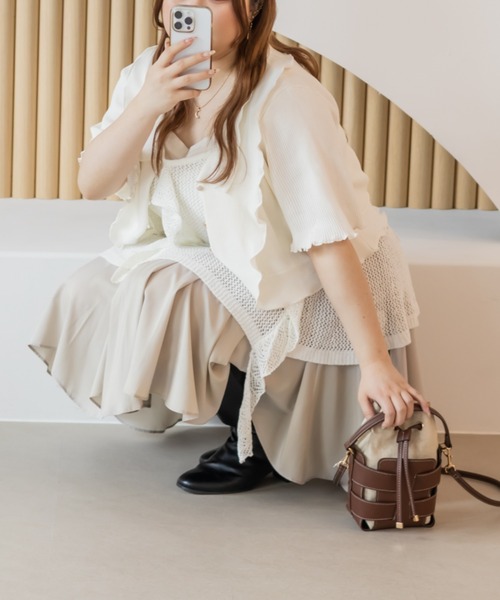 CLETTE(クレット)の「フレアミニスカート(スカート・レディース・オフホワイト/グレイッシュベージュ/チャコールグレー・LL/3L/4L)」の11枚目の写真