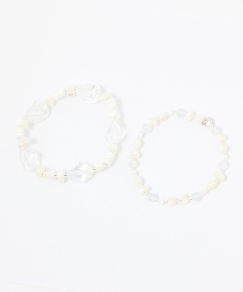 niko and...(ニコアンド)の「ビーズ2SETブレスレット(ブレスレット・レディース・ネイビー/ホワイト/ライトブルー・0)」の2枚目の写真