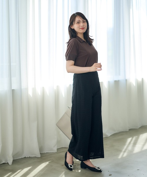 12Twelve Agenda(トゥエルブ アジェンダ)の「ポロ衿袖シアーカットソープルオーバー(Tシャツ/カットソー・レディース・ブラウン/グレイッシュベージュ/ブラック・M)」の11枚目の写真