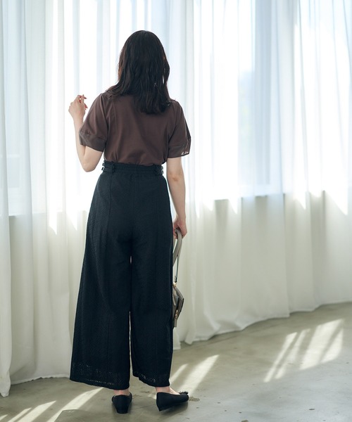 12Twelve Agenda(トゥエルブ アジェンダ)の「ポロ衿袖シアーカットソープルオーバー(Tシャツ/カットソー・レディース・ブラウン/グレイッシュベージュ/ブラック・M)」の12枚目の写真