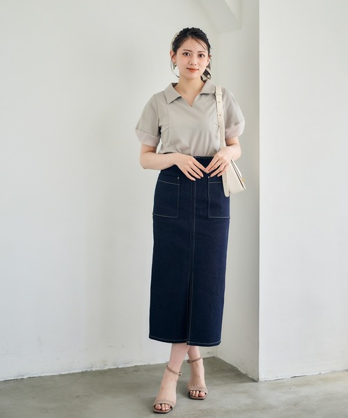 12Twelve Agenda(トゥエルブ アジェンダ)の「ポロ衿袖シアーカットソープルオーバー(Tシャツ/カットソー・レディース・ブラウン/グレイッシュベージュ/ブラック・M)」の17枚目の写真