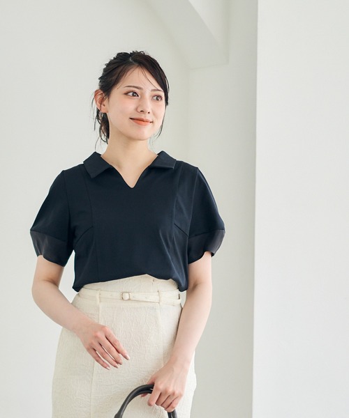 12Twelve Agenda(トゥエルブ アジェンダ)の「ポロ衿袖シアーカットソープルオーバー(Tシャツ/カットソー・レディース・ブラウン/グレイッシュベージュ/ブラック・M)」の19枚目の写真
