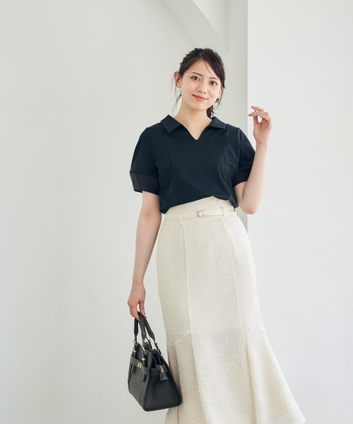 12Twelve Agenda(トゥエルブ アジェンダ)の「ポロ衿袖シアーカットソープルオーバー(Tシャツ/カットソー・レディース・ブラウン/グレイッシュベージュ/ブラック・M)」の20枚目の写真