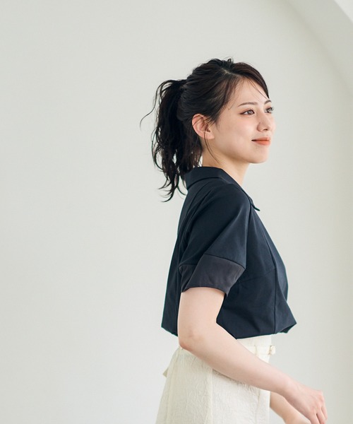 12Twelve Agenda(トゥエルブ アジェンダ)の「ポロ衿袖シアーカットソープルオーバー(Tシャツ/カットソー・レディース・ブラウン/グレイッシュベージュ/ブラック・M)」の21枚目の写真