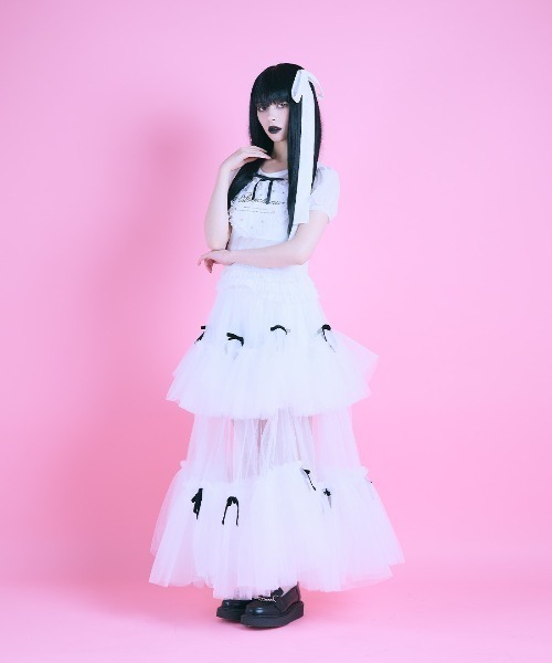 AVENCHUMU（アバンチュウム）の「Bad princess tulle long skirt（スカート・レディース・ホワイト/ブラック・FREE/XS）」の3枚目の写真