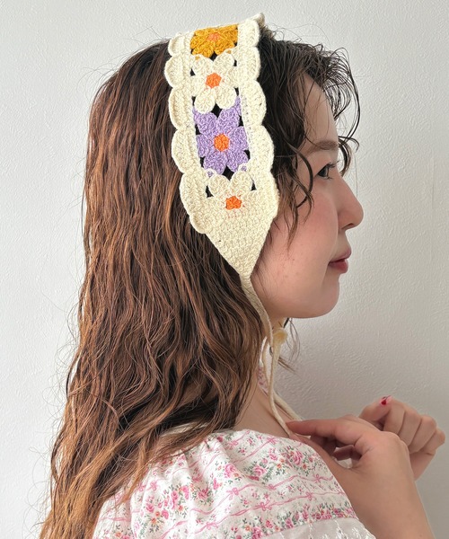 kutirlune／クロシェ編みバブーシュカ ヘアバンド（ヘアバンド
