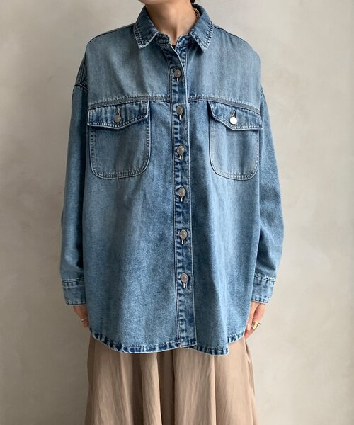 DouDou(ドゥドゥ)の「【WEB限定】USED加工デニムシャツ(シャツ/ブラウス・レディース・ブルー/ブラック・FREE)」の21枚目の写真