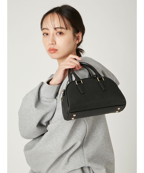 FRAY I.D（フレイアイディー）の「ラウンドミニボストンバッグ（ボストンバッグ・レディース・ブラック/キャメル/イエロー・F）」の2枚目の写真