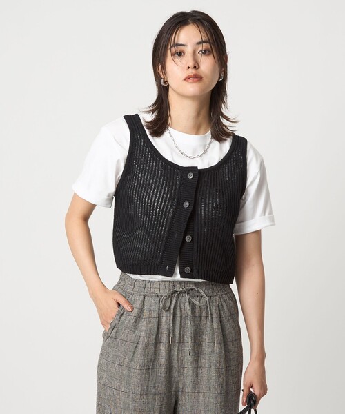green label relaxing(グリーンレーベルリラクシング)の「メッシュ ニット ビスチェ -ウォッシャブル-(ベスト・レディース・ブラック/ベージュ・FREE)」の20枚目の写真