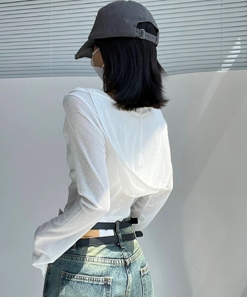 CELENA BEATS(セレナビーツ)の「シアー メロー フーディ カットソー(Tシャツ/カットソー・レディース・ホワイト/ブラック・S/M)」の6枚目の写真