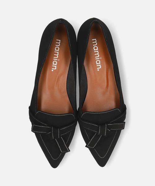 MAMIAN(マミアン)の「ポインテッドトゥ ステッチリボンデザイン フラットパンプス(パンプス・レディース・チャコールグレー/ブラック・23.5cm/24.5cm/24.0cm/23.0cm/22.5cm/25.0cm)」の11枚目の写真