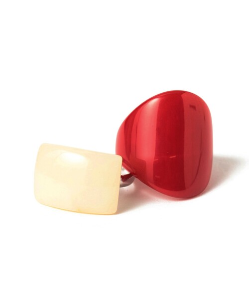 BEAMS BOY（ビームスボーイ）の「レトロ 樹脂 リング 2セット（リング・レディース・グリーン/サックスブルー/オフホワイト/レッド・ONE SIZE）」の11枚目の写真