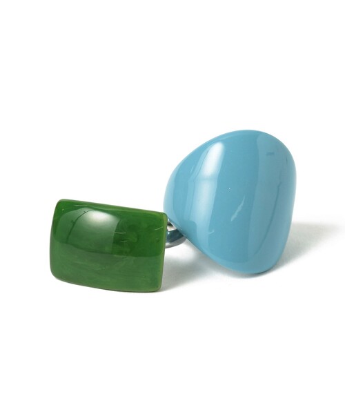 BEAMS BOY（ビームスボーイ）の「レトロ 樹脂 リング 2セット（リング・レディース・グリーン/サックスブルー/オフホワイト/レッド・ONE SIZE）」の20枚目の写真