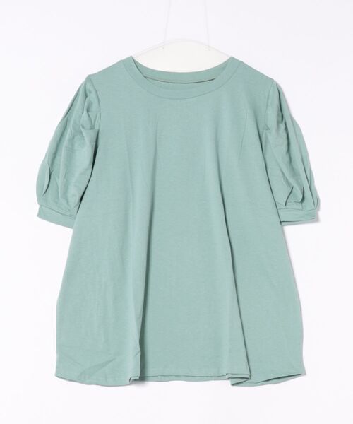 RCD(アールシーディー)の「【二の腕カバー華奢見え 】ラウンドネックパフスリーブ半袖Tシャツ(Tシャツ/カットソー・レディース・ブラック/ホワイト/ミント/チャコールグレー/グレイッシュベージュ・M-L/4L~5L/LL~3L)」の10枚目の写真