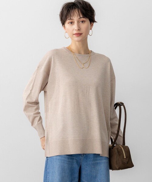 23区 S（ニジュウサンクチイサイサイズ）の「【洗える】オータムシャイニー リラクシー ニット（ニット/セーター・レディース・グレー系/ブラック系/サックスブルー系/オレンジ系/ベージュ系・32）」の4枚目の写真