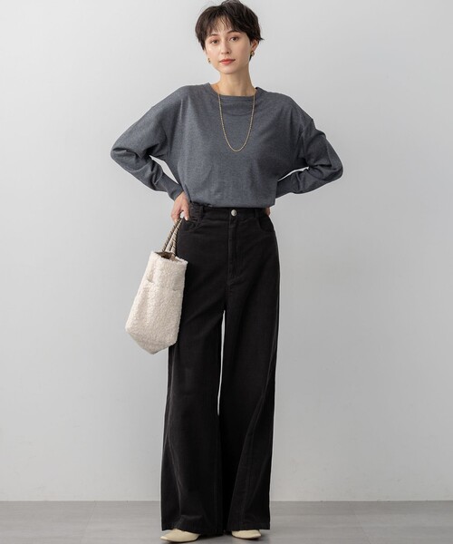 23区 S（ニジュウサンクチイサイサイズ）の「【洗える】オータムシャイニー リラクシー ニット（ニット/セーター・レディース・グレー系/ブラック系/サックスブルー系/オレンジ系/ベージュ系・32）」の8枚目の写真