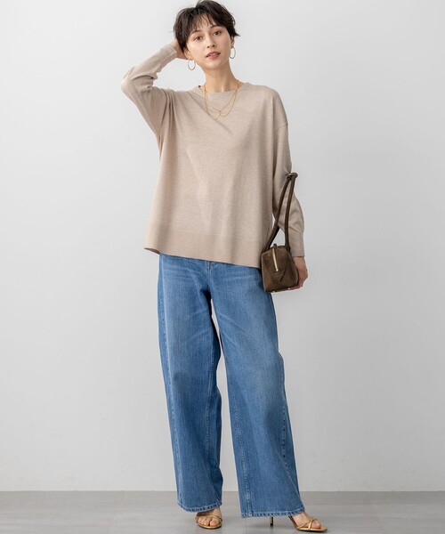 23区 S（ニジュウサンクチイサイサイズ）の「【洗える】オータムシャイニー リラクシー ニット（ニット/セーター・レディース・グレー系/ブラック系/サックスブルー系/オレンジ系/ベージュ系・32）」の12枚目の写真