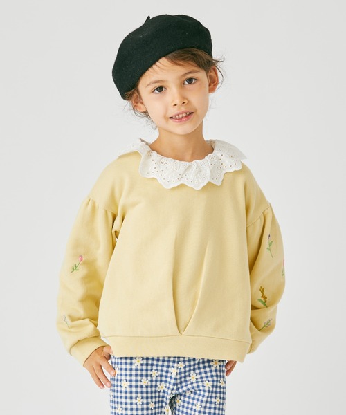 ever closet(エバークローゼット)の「袖刺繍 トレーナー(Tシャツ/カットソー・キッズ・ブラウン系その他3/ベージュ/チャコール/グリーン/イエロー系その他/ラベンダー/ミント/ピンク/スモークピンク・80cm/90cm/100cm/110cm/120cm/130cm/140cm/150cm/160cm)」の7枚目の写真