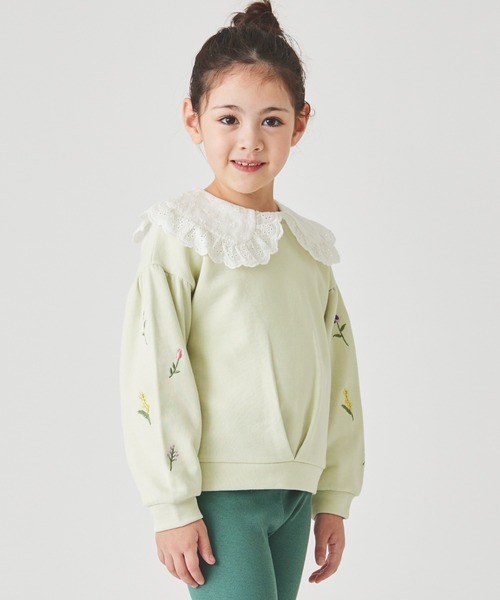 ever closet(エバークローゼット)の「袖刺繍 トレーナー(Tシャツ/カットソー・キッズ・ブラウン系その他3/ベージュ/チャコール/グリーン/イエロー系その他/ラベンダー/ミント/ピンク/スモークピンク・80cm/90cm/100cm/110cm/120cm/130cm/140cm/150cm/160cm)」の5枚目の写真