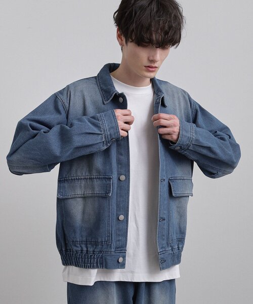 tk.TAKEO KIKUCHI（ティーケータケオキクチ）の「◆【上下2点セット】デニムブルゾン＋ワイドデニムパンツ（セットアップ・メンズ・ブルー/ダークグレー/ブラック・01/03/02）」の13枚目の写真