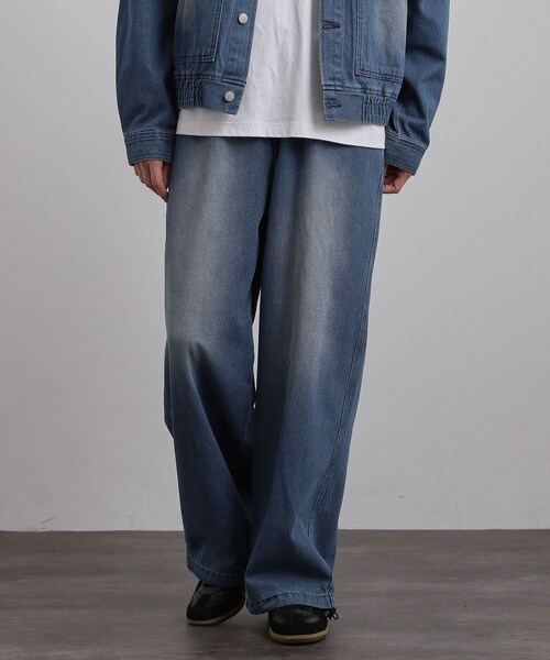 tk.TAKEO KIKUCHI（ティーケータケオキクチ）の「◆【上下2点セット】デニムブルゾン＋ワイドデニムパンツ（セットアップ・メンズ・ブルー/ダークグレー/ブラック・01/03/02）」の16枚目の写真